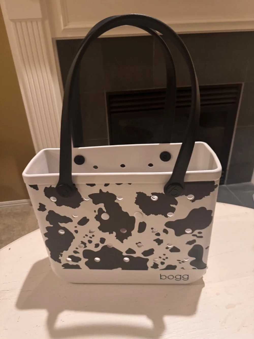 Baby Bogg Bag Cow Print Black White Small Tote Bag NWT